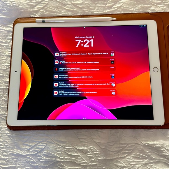 iPad Pro 2nd 12.9 with Wi-Fi 2017 model, 512gb, Gold with leather case, pencil 1